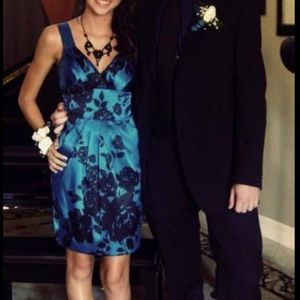 FINAL SALE!! Blue and Black Floral Formal Dress